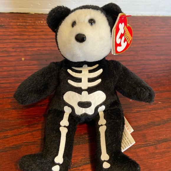 RARE ty skeleton bear boneses beanie baby vintage plush - Picture 4 of 5
